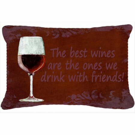 CAROLINES TREASURES The Best Wines Are The Ones We Drink With Friends Indoor & Outdoor Fabric Decorative Pillow CA75383